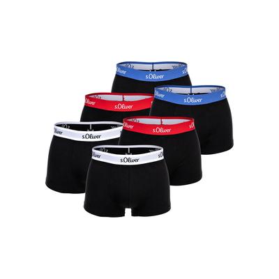 Boxershorts S.OLIVER "Boxershort 6er Pack", Herren, Gr. M, schwarz (schwarz kontrast), Obermaterial: 92% Baumwolle CO. 8% Elasthan EL., Unterhosen