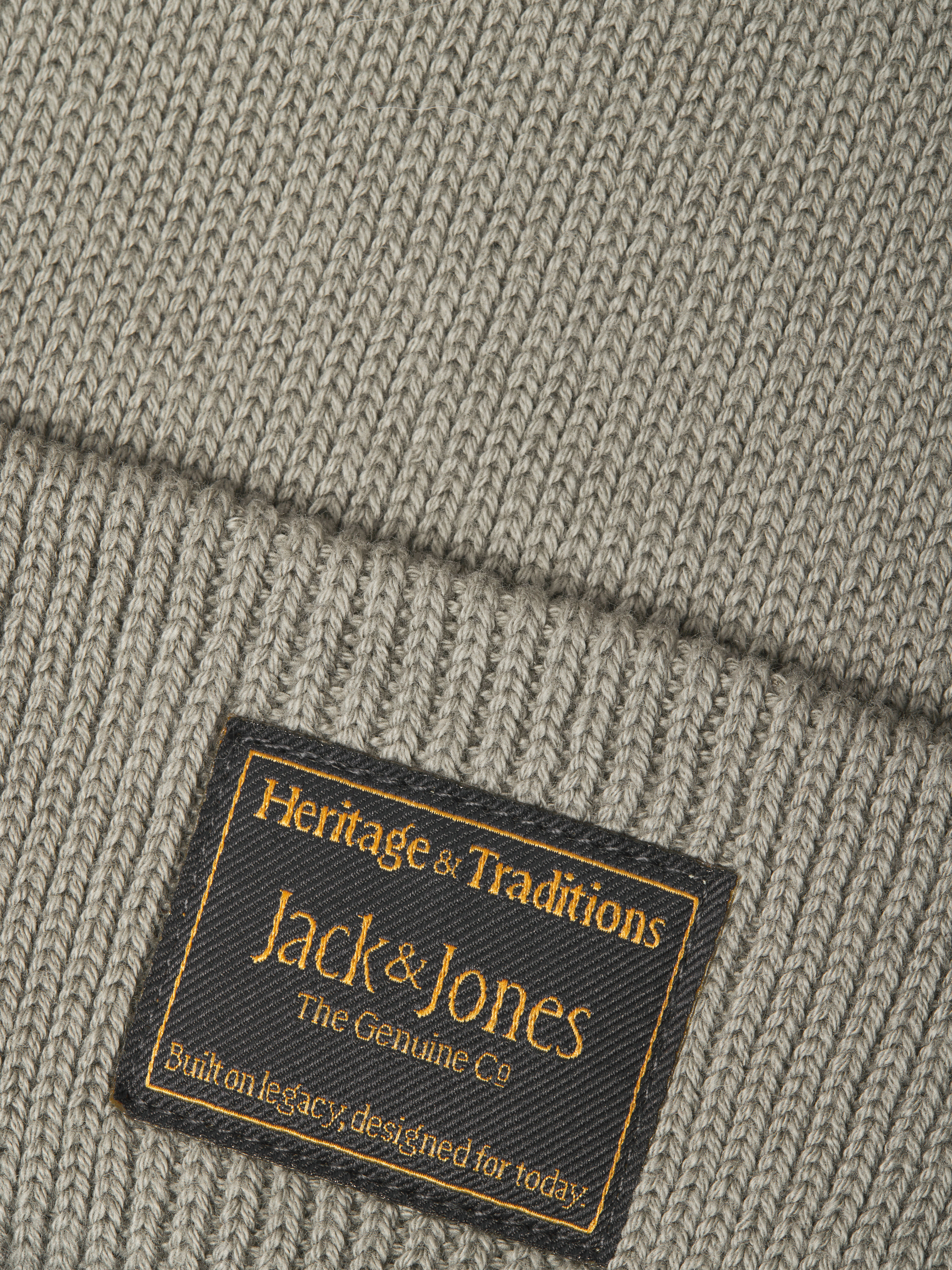 Beanie JACK & JONES "JACATTITUDE REGULAR BEANIE SN", Herren, beige (vetiver), Strick, Baumwolle, Mützen Beanie, Baumwolle, Einheitsgrösse vetiver Einheitsgröße