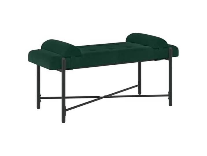 hliofuir Polsterbank Samt Sitzbank mit Kissen Dunkelgrün 110x40x46 cm Elegante Sitzgelegenheit für Flur und Schlafzimmer mit weicher Polsterung, zwei Kissen und stabilen Metallbeinen.