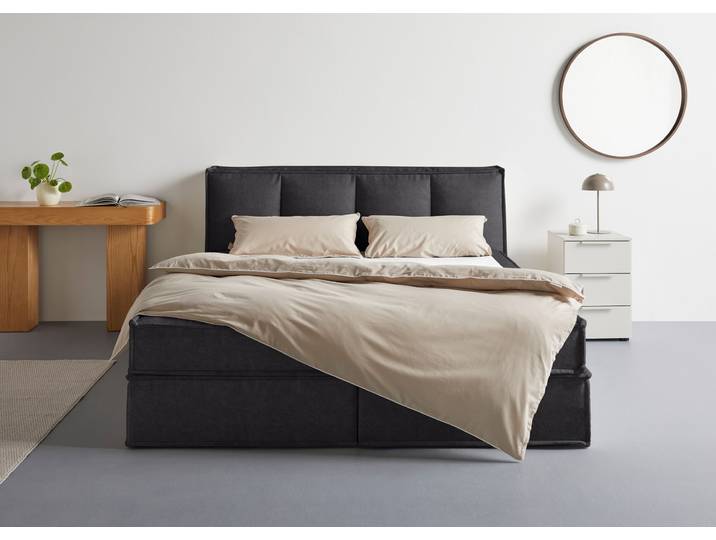 Boxspringbett, 100% Polyester, Braun, 190×230 cm, Incl. Topper & 2 Matratzen, Modern, LeGer