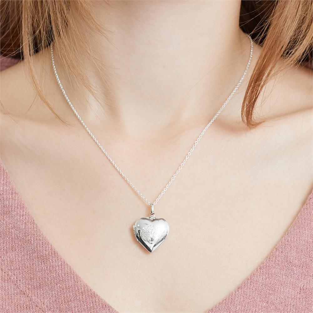 Unique Sterlingsilber Medaillon Lebensbaum Gravur mit Kette silber