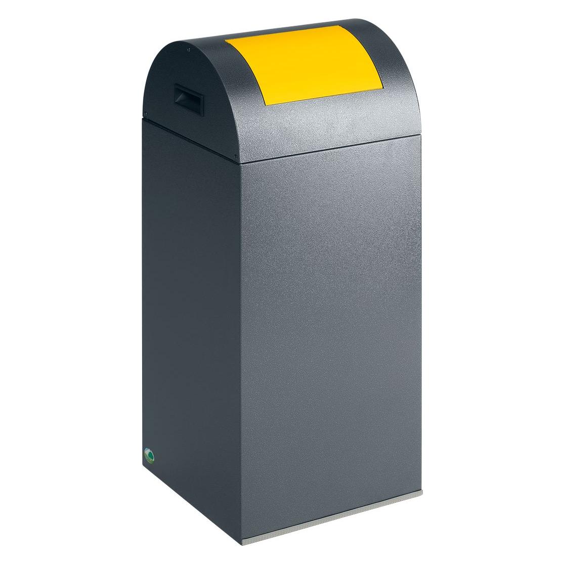 VAR Selbstlöschende Wertstoffsammler, 60 l, 320x800x320mm, antiksilber, Klappe gelb (60 l) (21000)