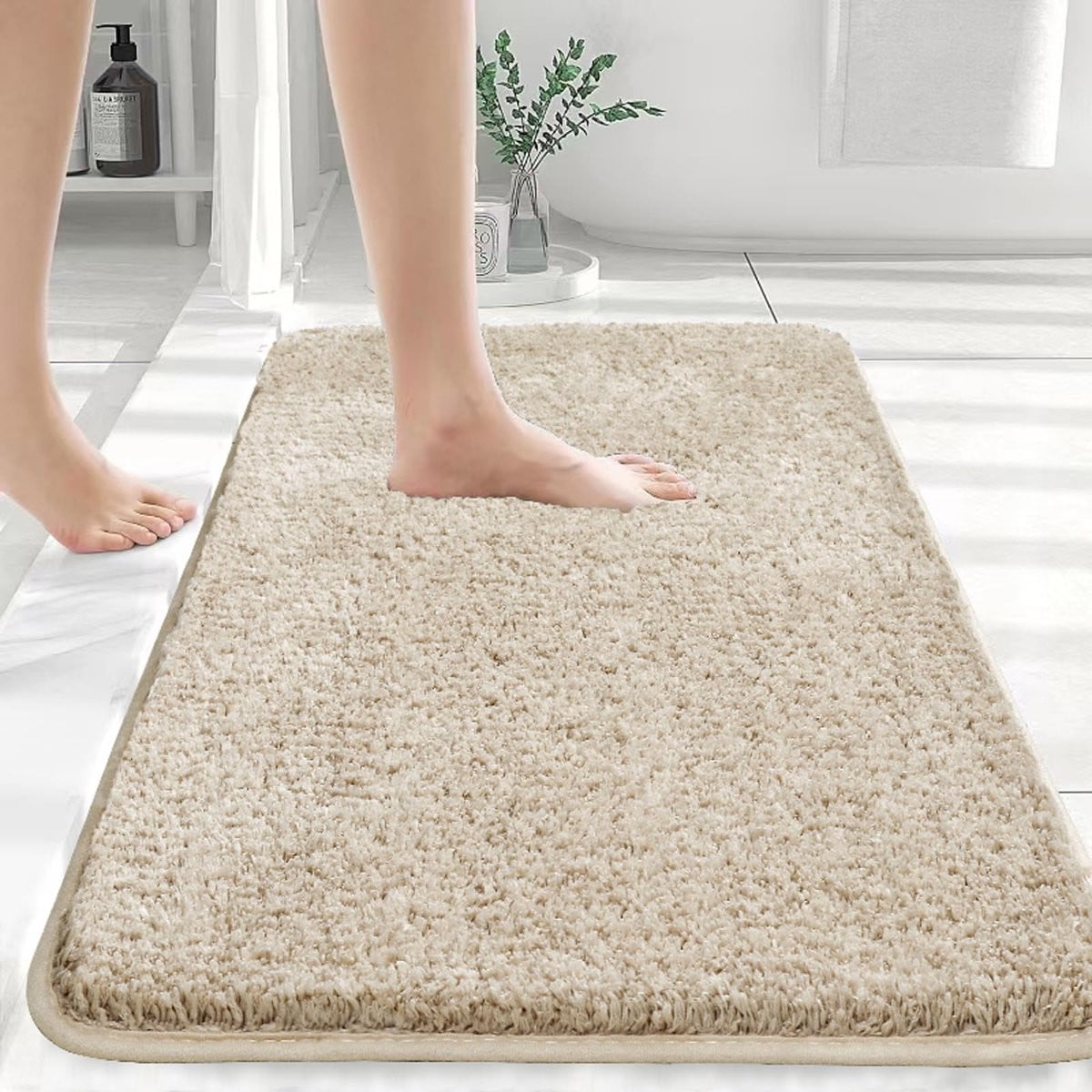 Ibenzoa Zachte Microvezel Badmat Beige 40 x 60 cm - Absorberend en Antislip
