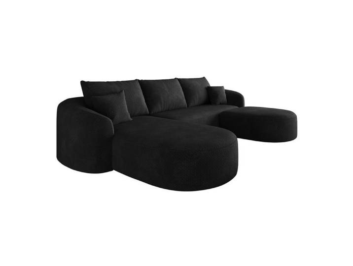 ELVORIN canapé d angle compressé modulable en forme U 5 places 266 x 168 x 85 cm tissu chenille noir sans montage