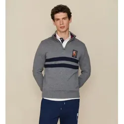Hackett London für Herren. HM7000265 Heritage LRC Pullover in Grau (M), Baumwolle, Klassisch, Langarm