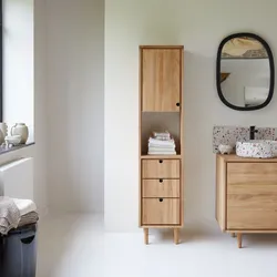 Hochschrank aus Teak Jonàk 180 cm mit abnehmbaren Füssen Massivholz