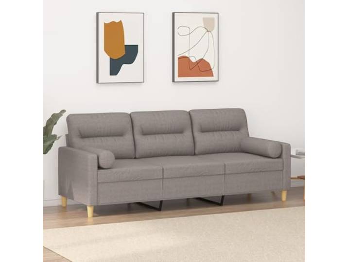 HEFZGDB Modernes 3-Sitzer-Sofa mit Zierkissen in Taupe, 180 cm Breite, strapazierfähiger Stoff, atmungsaktiv und langlebig, Robustes Metallgestell für Stabilität, abnehmbare