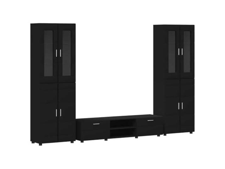 RJPLMFV TV-Möbel Florin, 3-teilig, Schwarz, Holzverbundwerkstoff Modernes Design, matte Oberfläche, geräumige Aufbewahrung, Innengebrauch, einfache Pflege, minimalistischer Stil