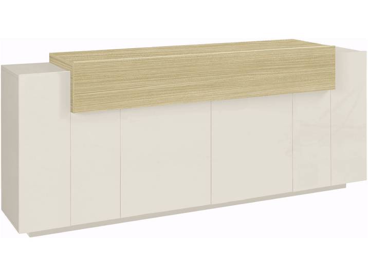 Sideboard HOME AFFAIRE Coro, Kommode, Schrank, Kredenz, grifflos mit Einlegeböden , eiche chopin, kaschmir, B:200cm H:85,6cm T:45cm, Sideboards, Sideboard, 1 Klappe,4 Türen, Doppeltiefe, B/T/H 200x45x85,6cm