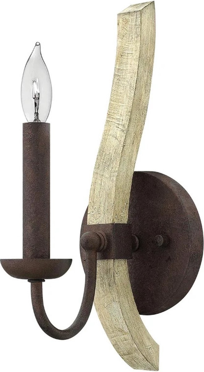 Hinkley Middlefield LED Wandlamp - Rustiek Metaal en Hout - Iron Rust