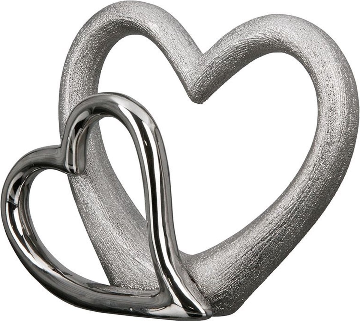 Gilde Handwerk Sculptuur Two Hearts - Zilverkleurig Porselein