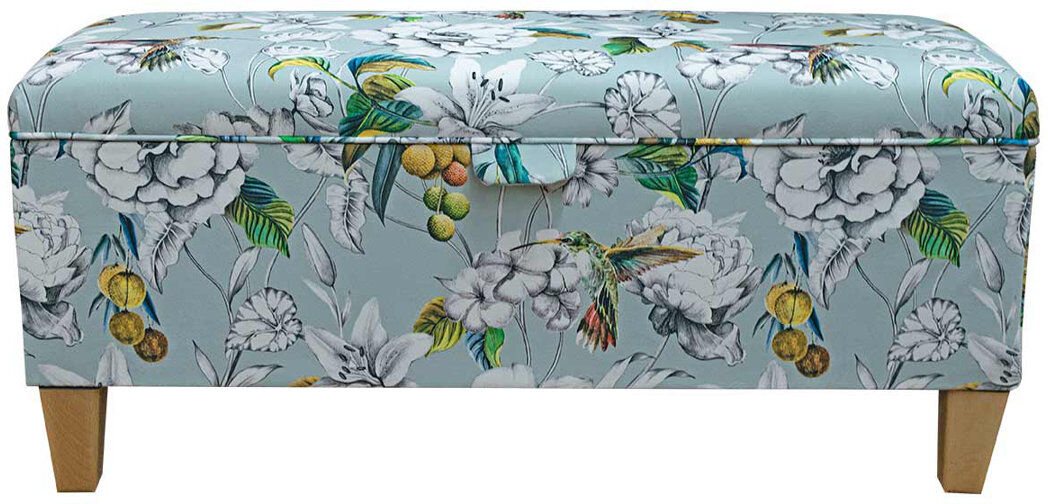 Beaumont 100cm Storage Bench Blue Floral 101.6cm W X 40.64cm D