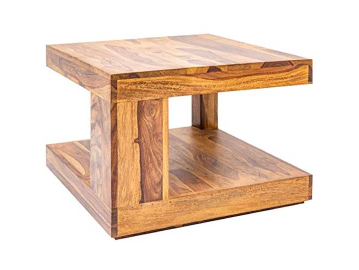 Couchtisch GIANT 60cm - natur - Sheeshamholz - handgefertigt robust Montiert, massiv, Stauraum, als Beistelltisch nutzbar, individuelle Maserung, Unikat, Ablagefläche