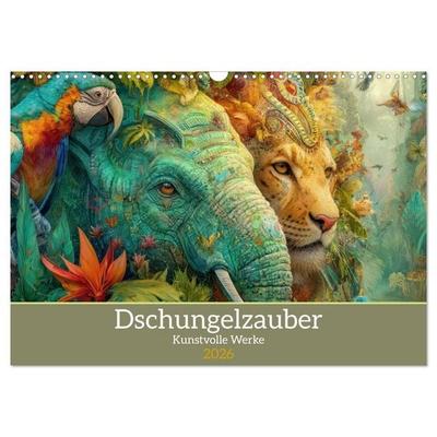 Dschungelzauber - Kunstvolle Werke (Wandkalender 2026 DIN A3 quer), CALVENDO Monatskalender