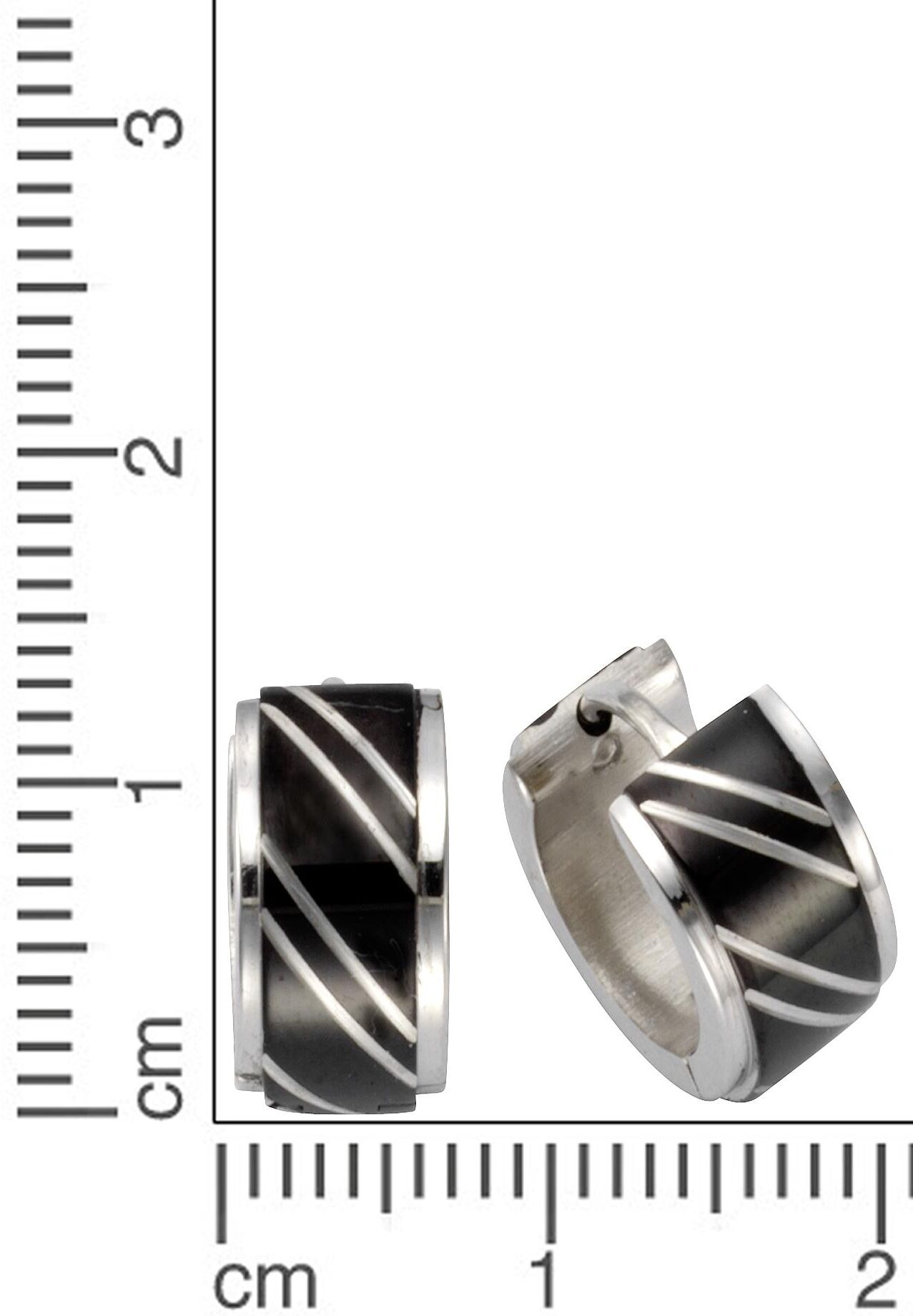 Paar Creolen FIRETTI "Schmuck Geschenk teilweise schwarz", silber (silberfarben, schwarz), Ohrringe, Mädchen, 13,5mm, Edelstahl, Paar Creolen, mit Lack silberfarben, schwarz 13,5mm, Edelstahl