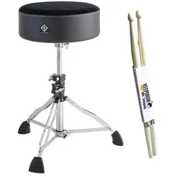 Dixon PSN-11ST Schlagzeug-Hocker mit Drumsticks, Schlagzeug Zubehör, Schwarz