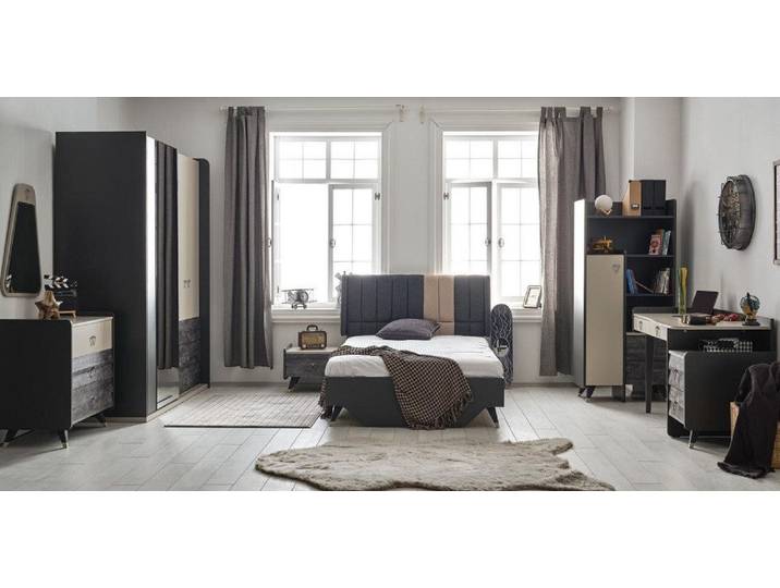 Xlmoebel Schlafzimmer-Set Luxuriöses graues Schlafzimmer-Set mit stilvollem Design, (7-tlg., Schlafzimmer-Set), Hergestellt in Europa