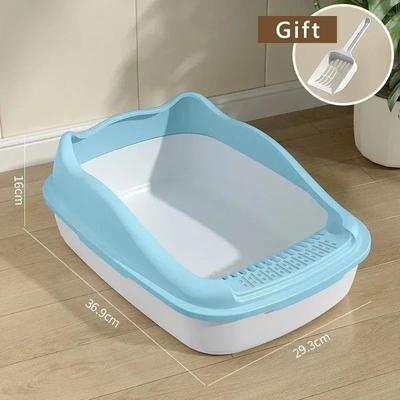 Inspired Living EasyClean Anti Splash Small Cat Litter Box With Scoop blue