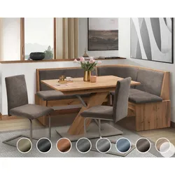 Schösswender »Inka« Eckbankgruppe I 127x167 cm / Gavin 22 cognac / offen / Rundecke / Appalachian Oak Dekor