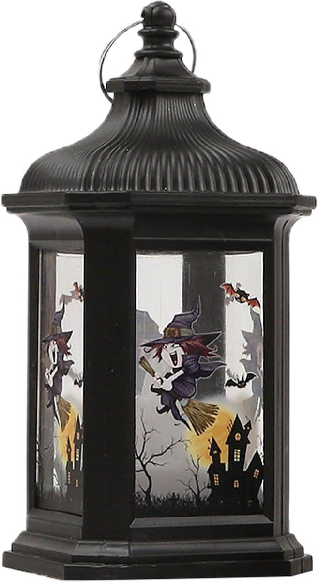 Halloween Lantaarn Pompoen Lamp met Heks Decoratie - 142 x 68 cm