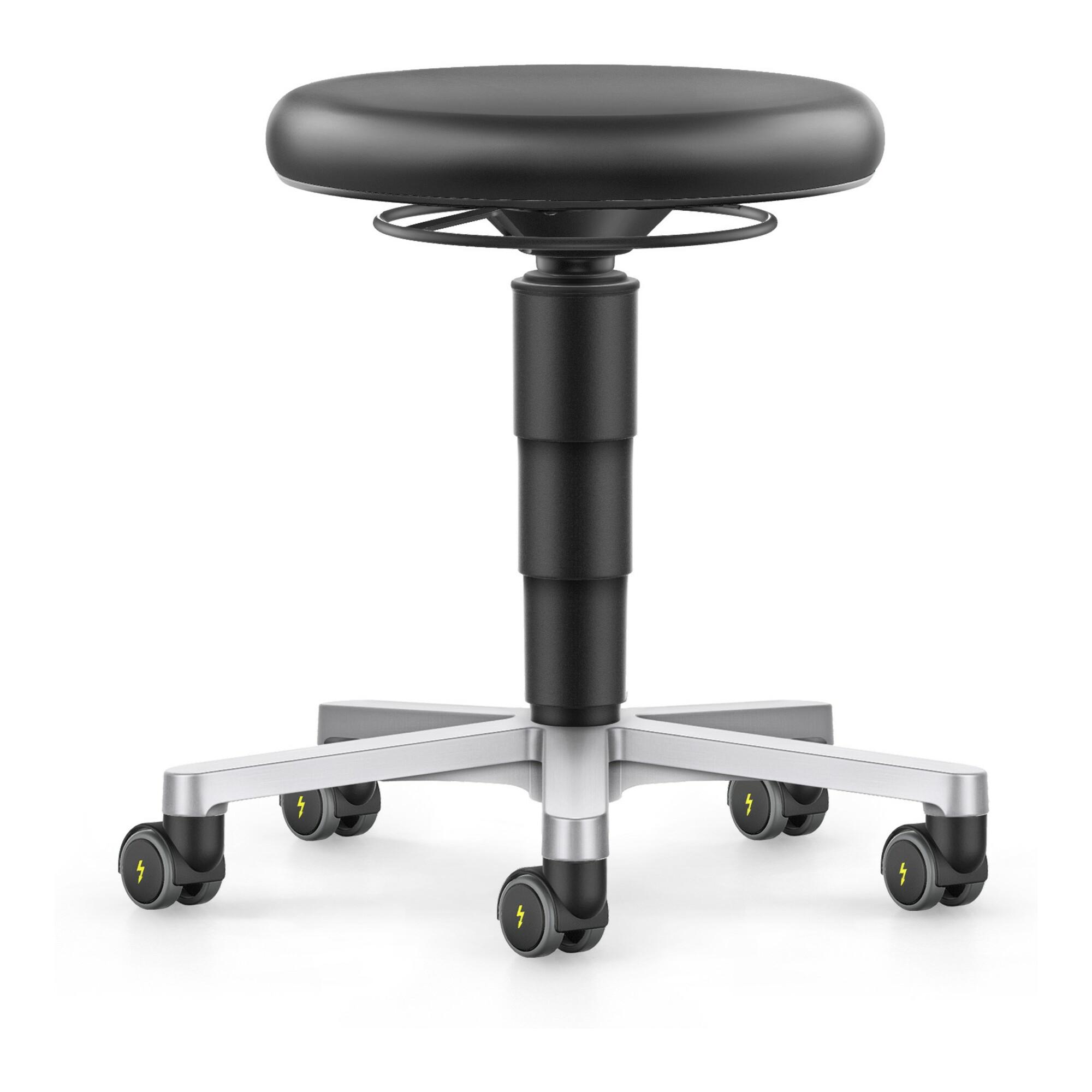 bimos ESD Hocker mit Rollen, Kunstleder schwarz, Sitzhöhe 450-650 mm (9463E-MG01)