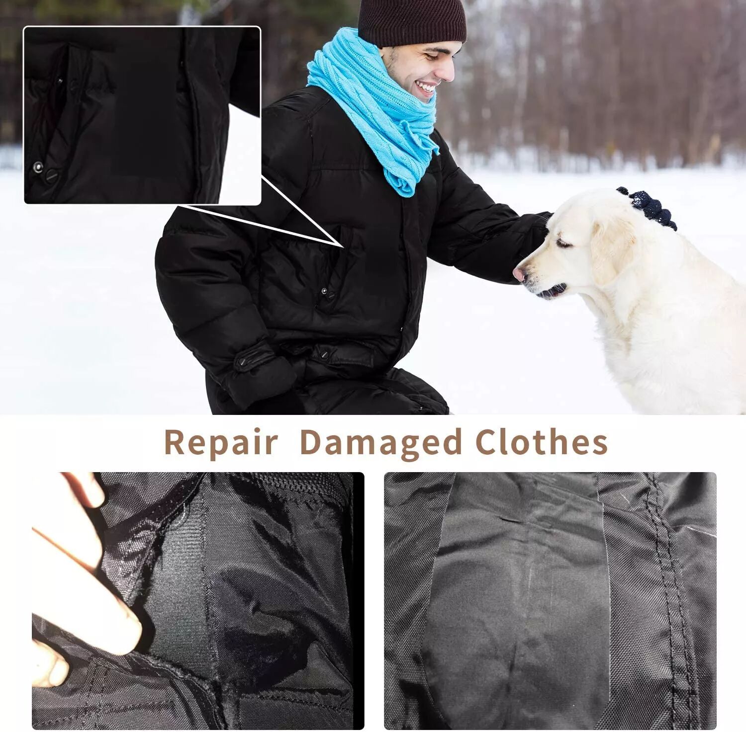 INF Wasserfeste selbstklebende Reparaturflicken 5 Stk Schwarz
