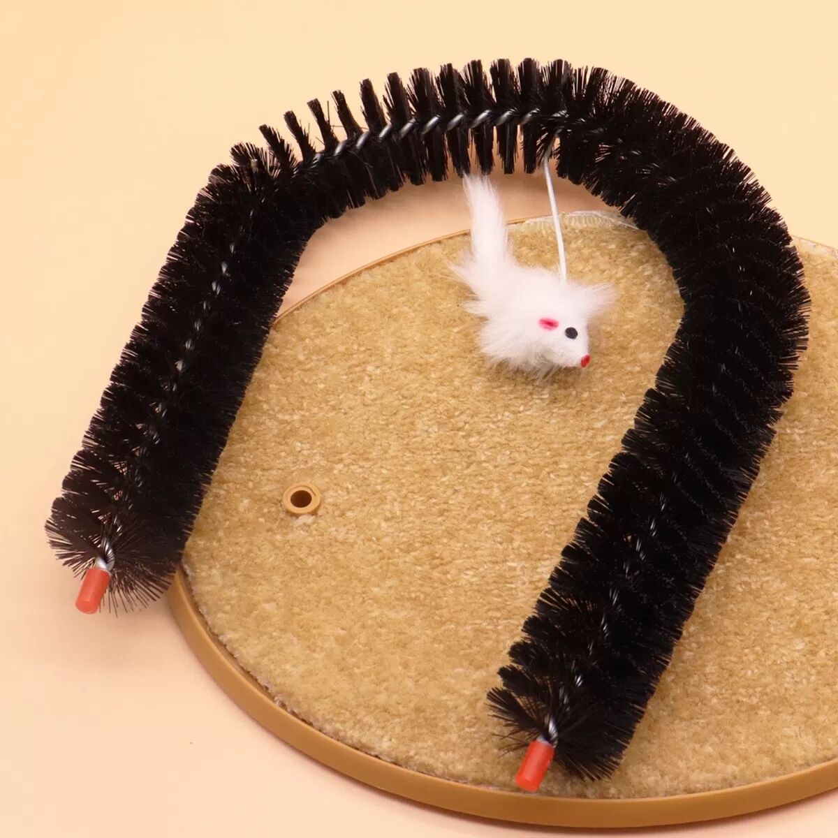 INF Arche de toilettage et de grattage pour chats - Jouet interactif en PVC noir