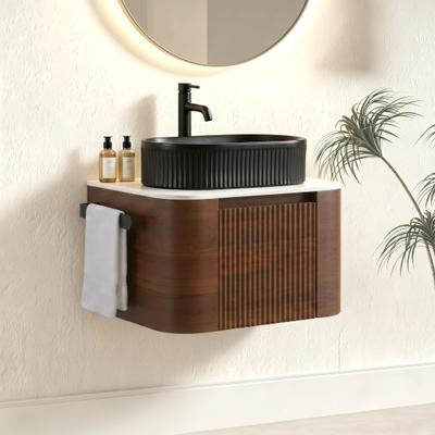 GREATPLANINC Wall Bathroom Vanity, Floating Vanity Cabinet with Vessel Ceramic Basin