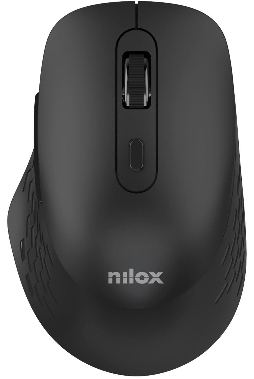 Nilox RATON DUAL Optische draadloze muis met Bluetooth en USB Type-A, 1600 DPI, Zwart
