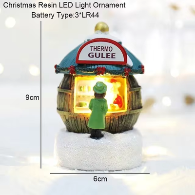 Multicon Wholesale Hub Resin Santa Claus, Snowman Luminous Christmas LED House, Pine Needles Snow, Micro Landscape Ornaments a