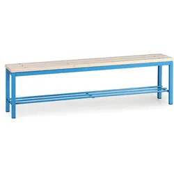 Umkleidebank mit Schuhrost, Latten-Sitz, Länge 1500 mm, blau
