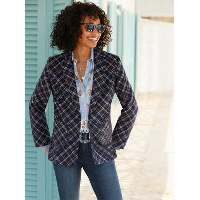Jackenblazer HEINE "Blazer", Damen, Gr. 42, marine, 80% Polyester, 20% Wolle, Blazer