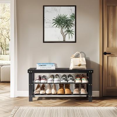 karlinc 3-Tier Shoe Rack Bench Shoe Storage Organizer Holds Up to 240 lbs