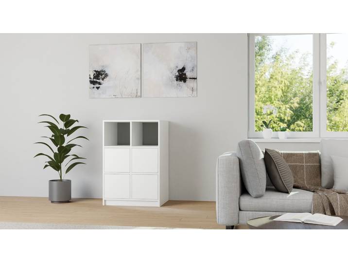 60 cm tiefes Regal mit Schubladen MDF Beschichtet MDF Weiß matt