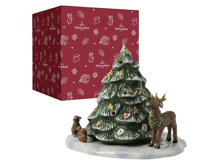 Villeroy & Boch - Christmas Toy's Weihnachtsbaum mit Waldtieren Bunt Weihnachtsdekoration, Dekoration Wohnzimmer, Flur oder Hauseingang, Dekoartikel Xmas, Windlicht Weihnachten, Hartporzellan