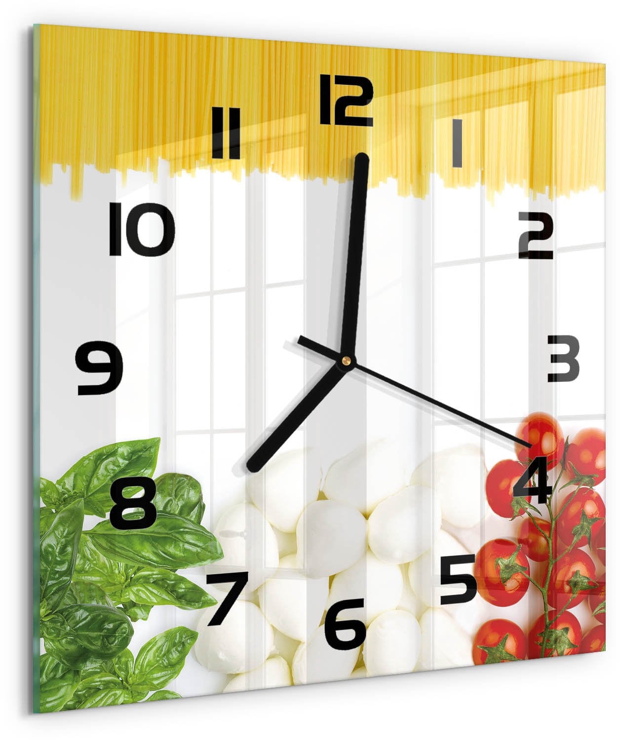 Tulup Wandklok Italiaanse vlag Gekleurde Glazen Klok - B/D/H: 30 x 30 cm - Veelkleurig - Vierkant - Modern Design