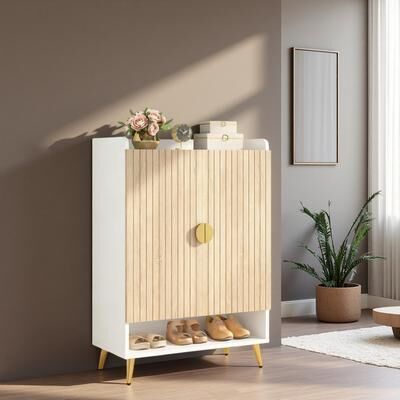 ZWYO HOSIMU Wooden Shoe Cabinet with Shelves for Entryway