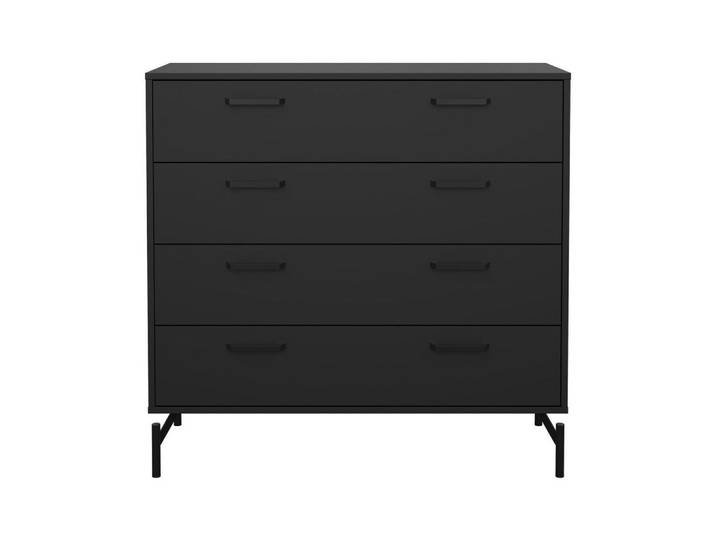Calicosy 59. Kommode mit 4 Schubladen matt schwarz mit Metallgestell bora 98,7/39,8/95,8 cm, Schwarz, Holzwerkstoff, 39.8x95.8x98.7 cm, Kleinmöbel, Kommoden