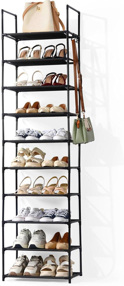 Rebrilliant 20 Pair Stackable Shoe Rack Black 20
