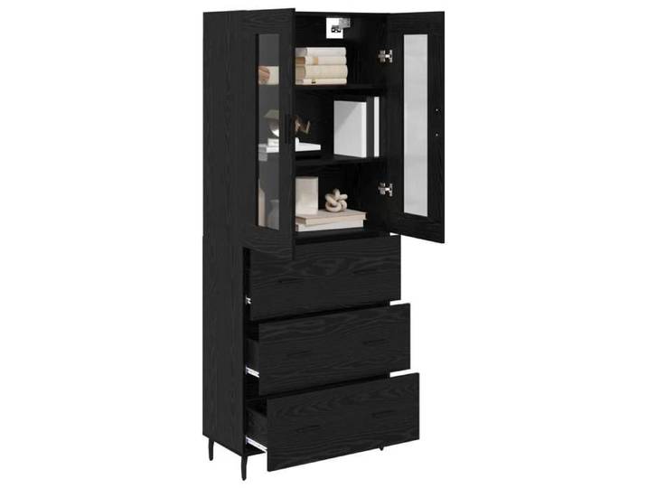 Noir Buffet & bahut contemporain，Haut Armoire 2 pc Chêne noir 69 5 x 34 x 180 cm FR&5412