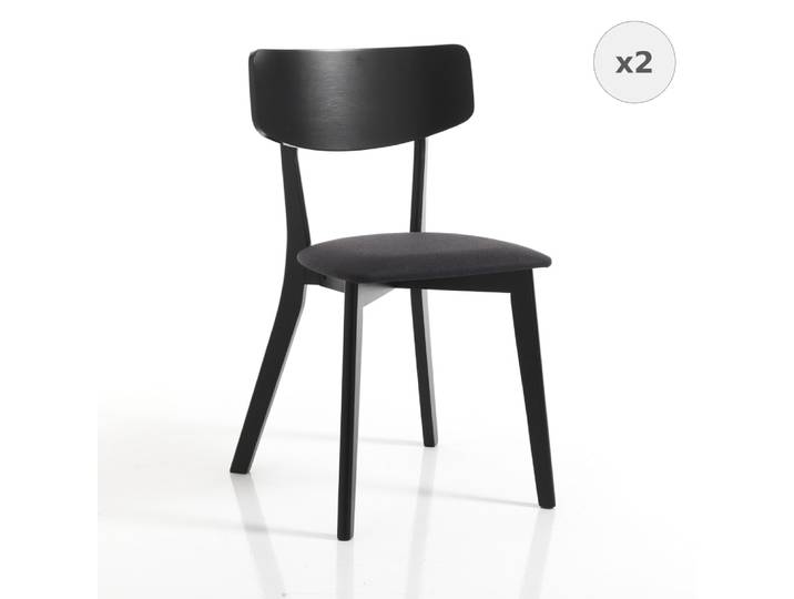 Lot de 2 chaises tissu noires h80 x l44 x p47