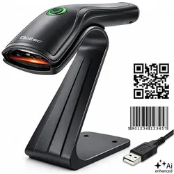 Qoltec Precyzyjny Skaner czytnik kodów kreskowych 1D 2D + stojak na skaner QR EAN USB, Barcode Scanner