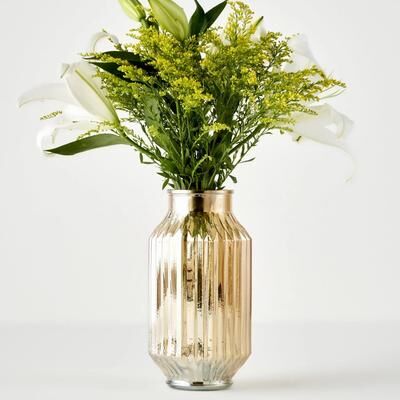 Bella Maison Nilda Amber Ribbed Glass Vase