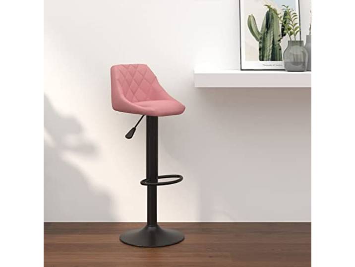 Barhocker Rosa Samt Mit Stahlgestell Höhenverstellbar 360 Grad Drehbar Samtbezug, Stahlgestell schwarz, Gasdruckfeder, 360 Grad drehbar, Fußstütze, 110 kg Belastbarkeit