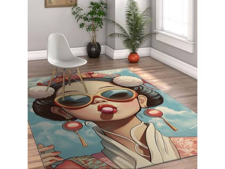 HOBBOY Oosters Esthetisch Vloerkleed Chinees Oud Meisje Groot Tapijt voor Keuken Slaapkamer Mode Zonnebril Meisje Tapijt Retro Vloermat 240 x 300 cm