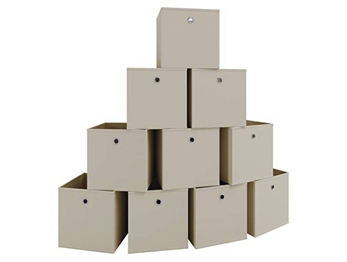 VCM Aufbewahrungsbox Weiß-Natur 27x27x28cm 10 Fächer faltbar Stoff Stauraum Nützlicher Helfer beim Verstauen - Diele oder Kleiderschrank - für jeden Haushalt - schnell zusammenfaltbar bei Nichtgebrauch