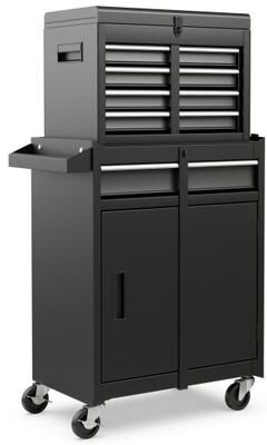 Costway 2-in-1 Tool Chest and Cabinet with 5 Sliding Drawers-Black