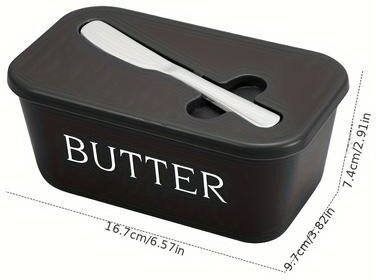 Youfap Market Simple Butter Container Box With Knife, Restaurant Sealed Storage Box, Butter Slicer, Cheese Box With Knife, Butter Dish black