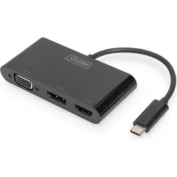Digitus USB Typ-C zu (DisplayPort, HDMI, VGA), Video Adapter, Weiss