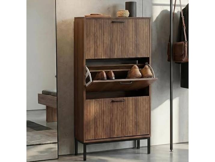 Mendler Schuhkipper HWC-P48, MDF Melamin 125x60x25cm - braun